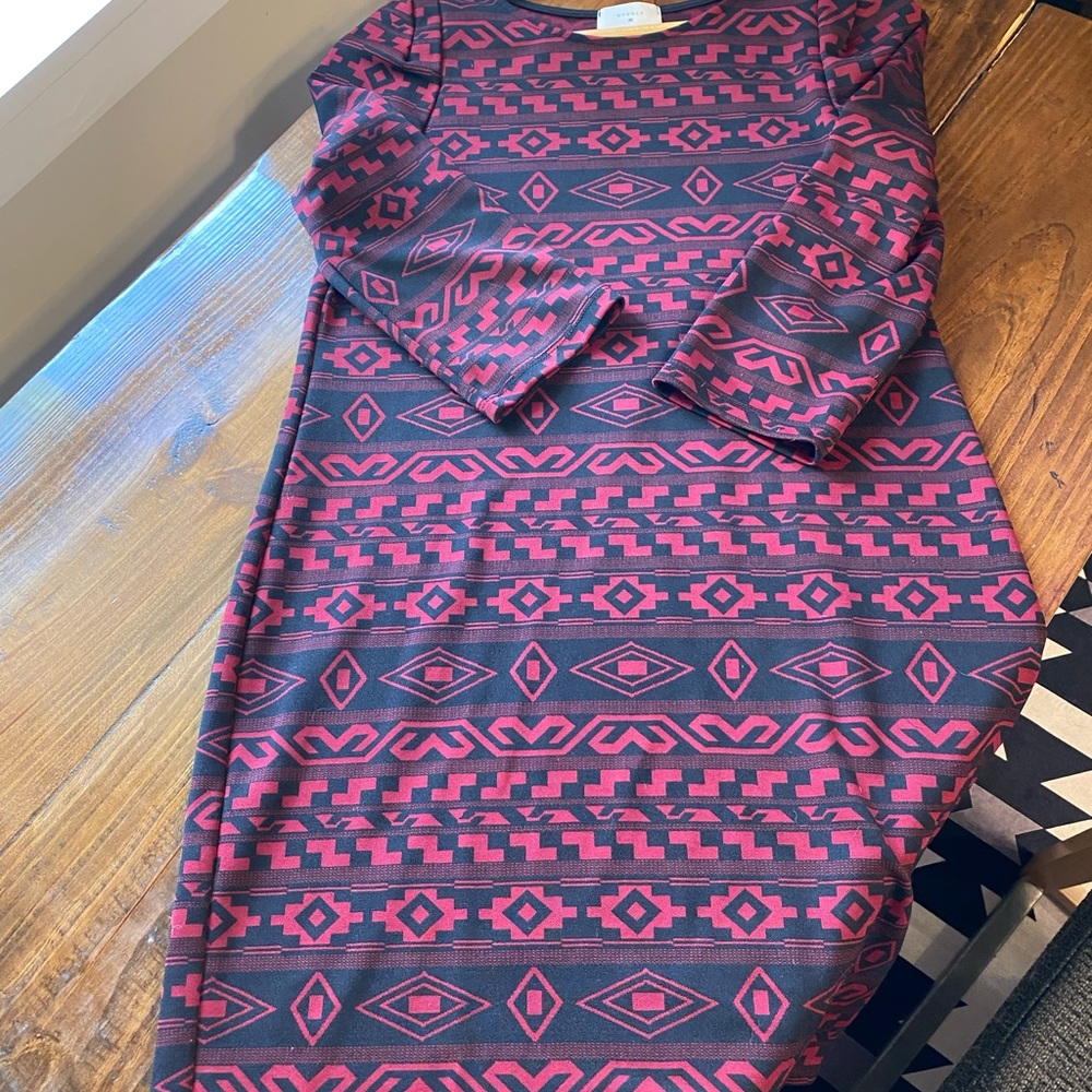 Everly Womens Burgundy Aztec Print Bodycon Dress Size Large Western 3/4 Sleeve